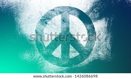 Grunge peace symbol on a high contrasted grungy and dirty, distressed and smudged 4k image background with swirls, street style for the concepts of peace, world peace, no war, protest, and tranquility