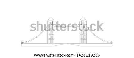 London Tower bridge line vector art