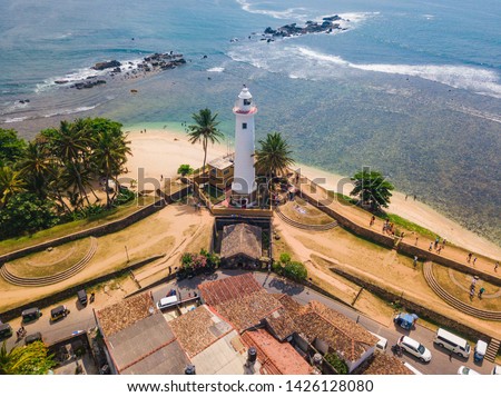 Galle Dutch Fort. Galle Fort, Sri Lanka, as seen from the air. Galle Fort in Bay of Galle on southwest coast of Sri Lanka. Aerial view Royalty-Free Stock Photo #1426128080