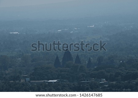 
Prambanan temple is seen from the mountains