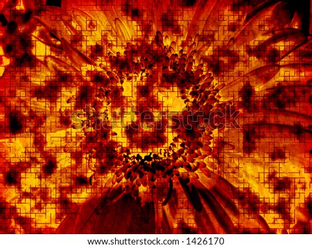 Computer designed grunge textured background - Burning flower