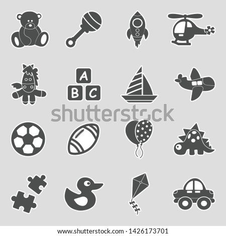 Toys Icons. Sticker Design. Vector Illustration.