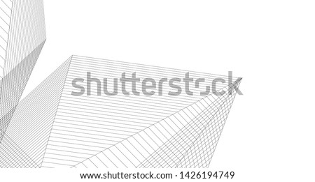 abstract architecture 3d illustration sketch Royalty-Free Stock Photo #1426194749