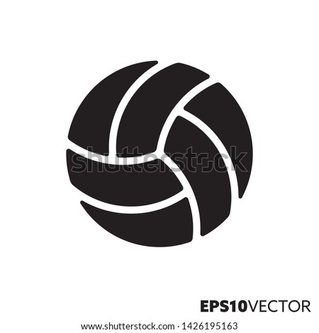 Volleyball ball solid black icon. Glyph symbol of sports and equipment. Ball game flat vector illustration.