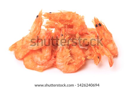 Set of dough fried prawns on a white background