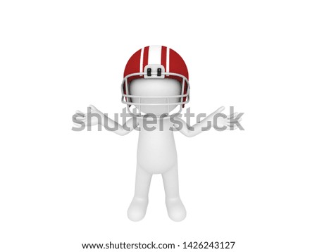 Stick man wearing Football Helmet in 3D rendering.
