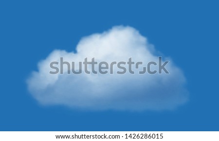 Realistic cloud over blue sky background.