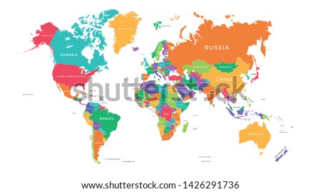 Colorful Hi detailed Vector world map