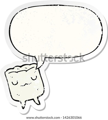 cartoon tooth with speech bubble distressed distressed old sticker