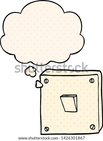 cartoon light switch with thought bubble in comic book style
