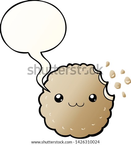 cartoon biscuit with speech bubble in smooth gradient style