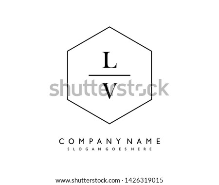 initials letter LV handwriting logo vector template