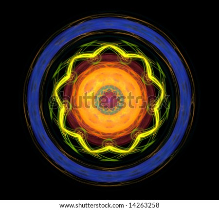  Colorful 3D rendered abstract fractal isolated on black background.