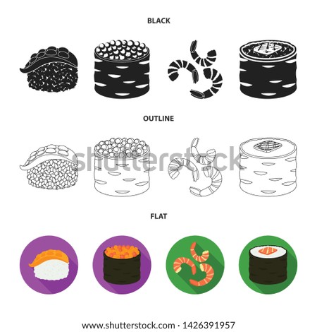 Vector design of sushi and rice symbol. Set of sushi and tuna stock vector illustration.