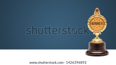 Winner Trophy award banner, Success concept on gradient background,