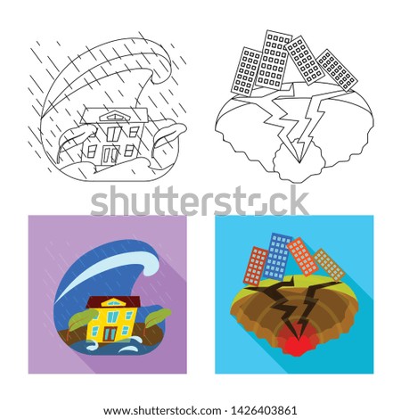 Isolated object of weather and distress logo. Set of weather and crash vector icon for stock.