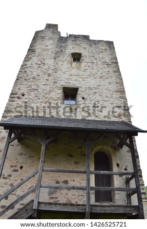 medieval tower near Lehmen in Moselle valley, semi-ruin