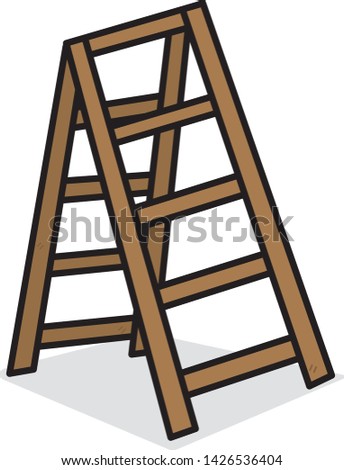 wooden ladder / cartoon vector and illustration, isolated on white background