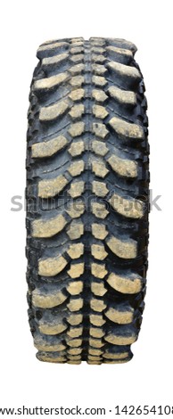Off road tire mud wheel isolated on white background. This has clipping path.
