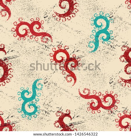 Seamless pattern with textured curles. Endless texture for unusual wrapping or textile print with messy design.