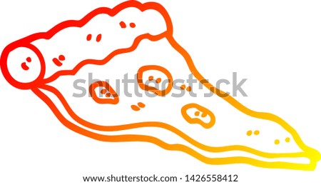 warm gradient line drawing of a cartoon pizza