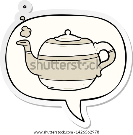 cartoon tea pot with speech bubble sticker