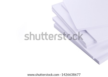 Stack white paper isolated on white background
