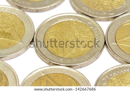 Euro coins closeup as background