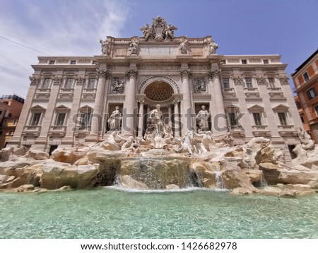Rome Fontana di Trevi fountain on sunny day view