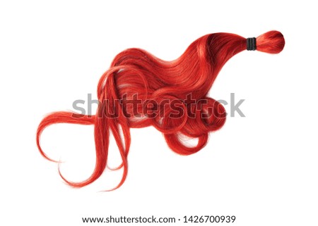 Red hair isolated on white background. Heart shape