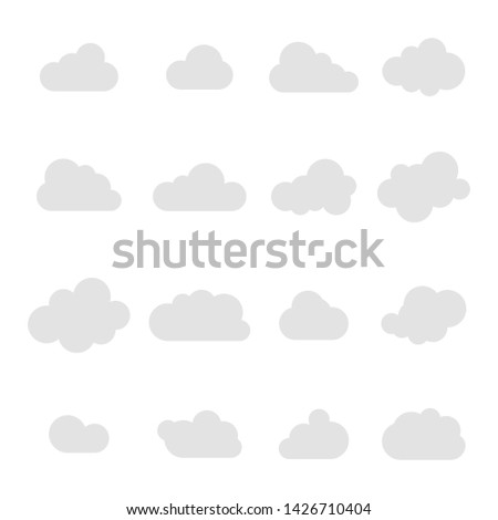 Cloud icon. Cloud grey colored. Sky clouds set. Cloud set