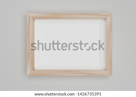 Blank wood picture frame on the wall. template for add image or text graphic inside