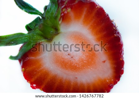 Strawberry. White background. macro photography