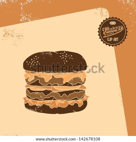 vintage clip art retro theme large burger
