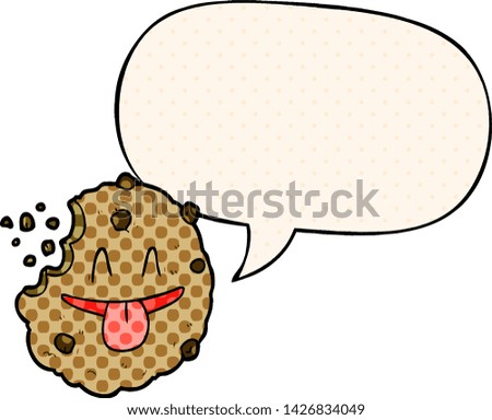 cartoon cookie with speech bubble in comic book style