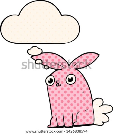 cartoon bunny rabbit with thought bubble in comic book style