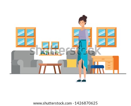 woman standing in the work office with white background