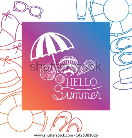 hello summer label with colorful frame