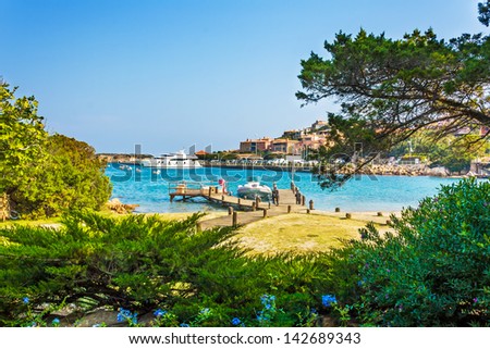 Harbor in Porto Cervo, Sardinia, Italy Royalty-Free Stock Photo #142689343