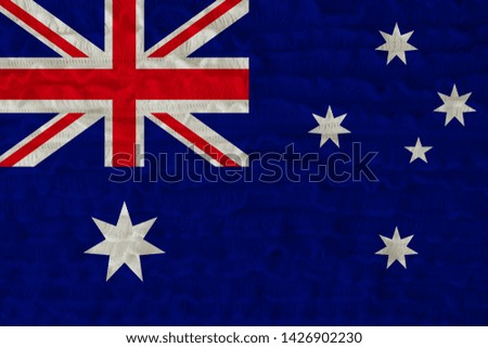 beautiful national flag of australia on soft background texture of knitted wool fine wavy linen