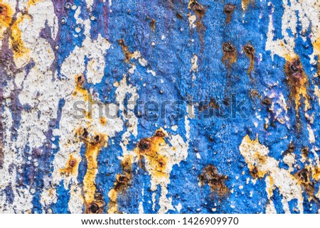 Colored rusty iron metal wall texture background. 
