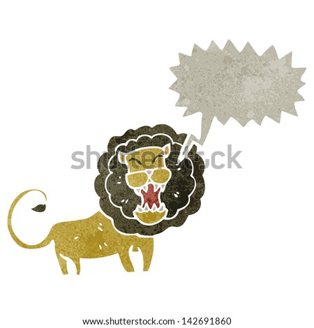 retro cartoon roaring lion