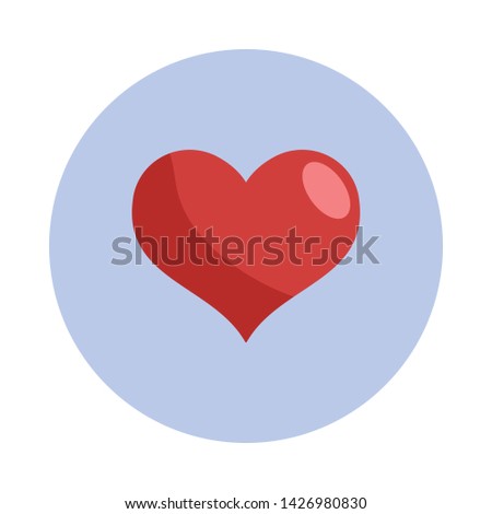 Heart icon inside a circle. Flat vector illustration. Symbol of love.