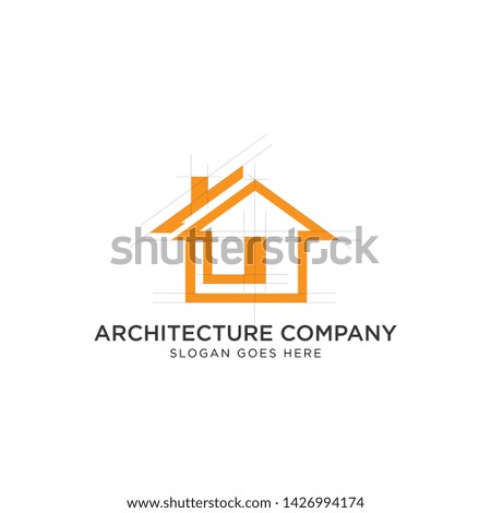 House architecture logo design with grid line