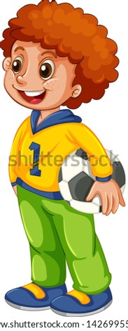A boy with football illustration