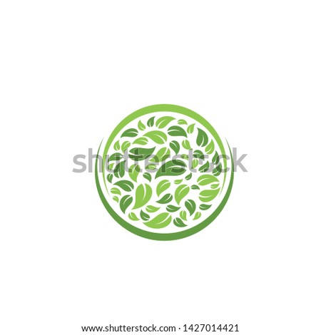 green leaf circle icon ecology and go green