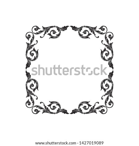 Baroque ornament with filigree in vector format for design frame, pattern. Vintage victorian or damask floral element.