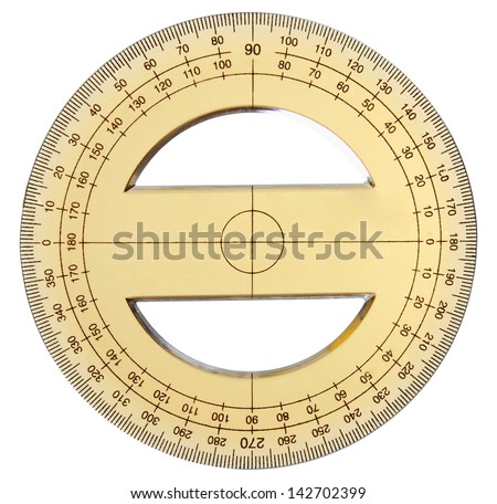 yellow transparent protractor on a white background