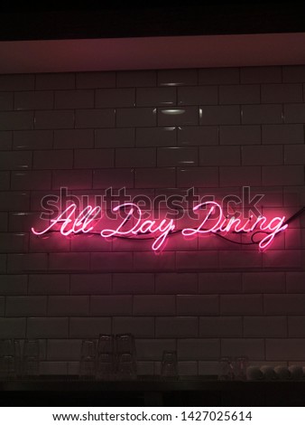 All Day Dining neon signage for a restaurant diner business