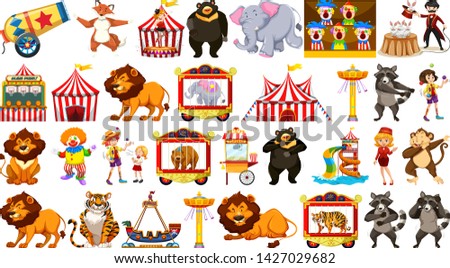 Set of circus object illustration